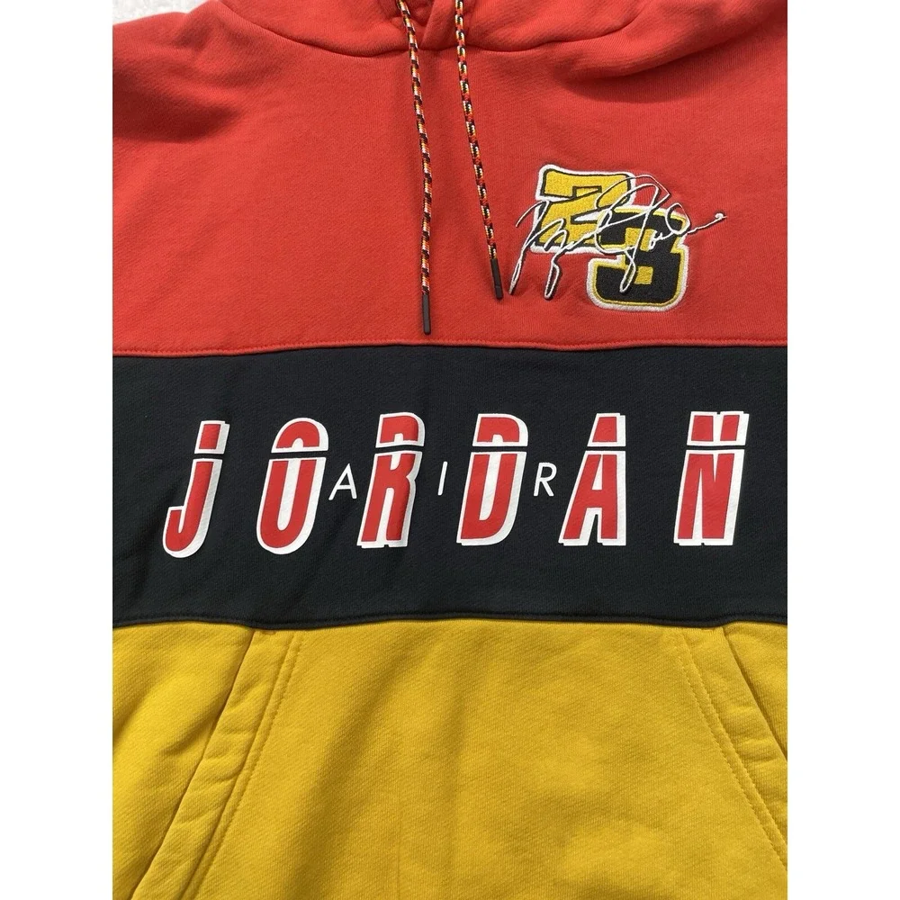 Jordan Sport DNA Pullover Hoodie Red Yellow Black Colorblock Mens S AT9981-712‎